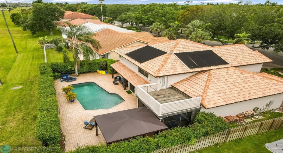 Solar panels to heat the pool.