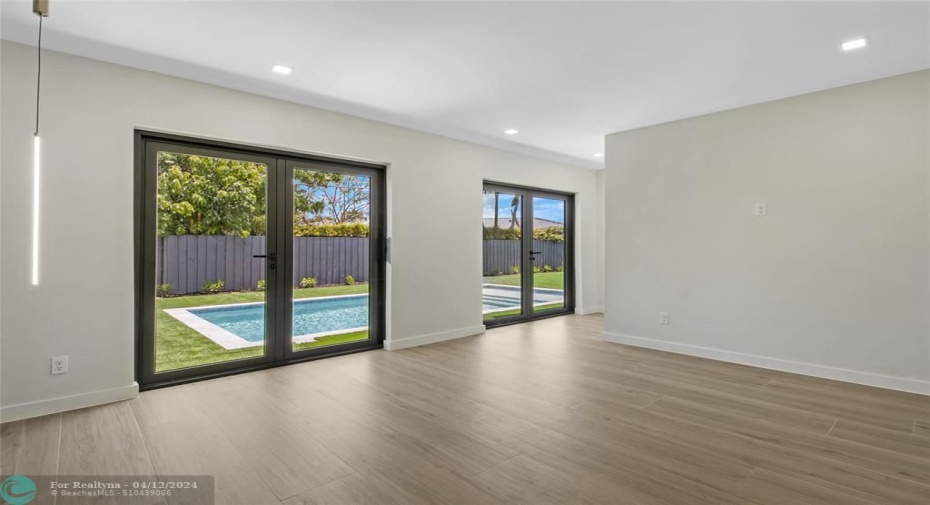 Beautiful pool view from primary bedroom