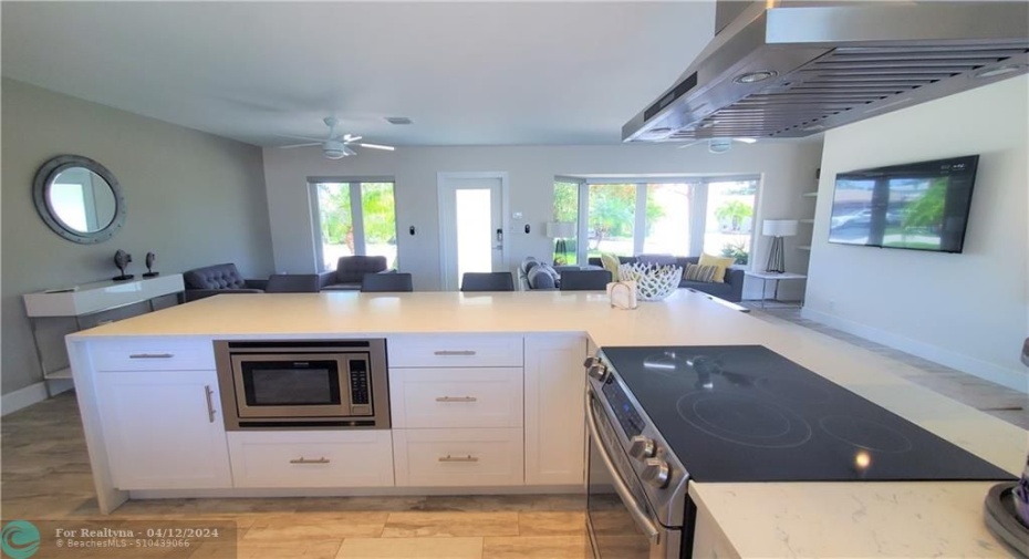 plenty of counter space for eats and drinks