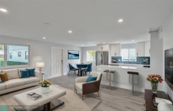Virtually Staged Living & Dining Room