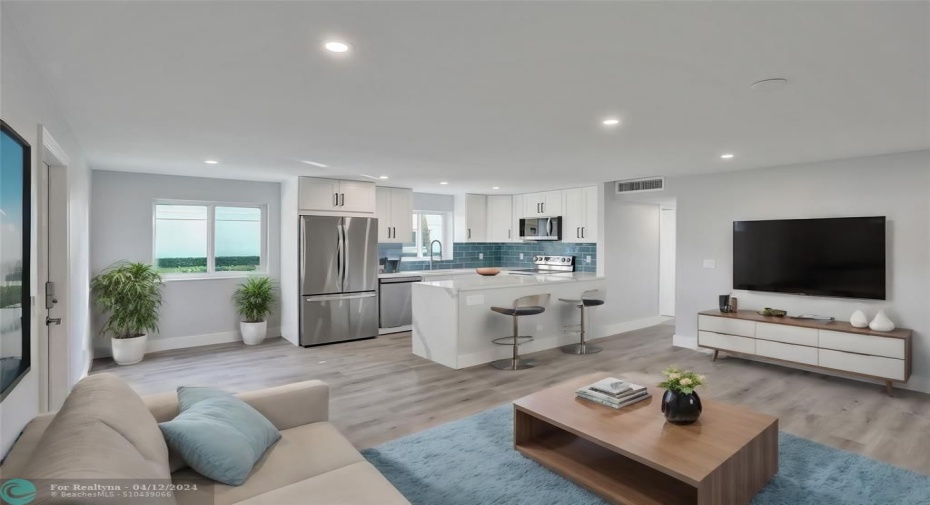 Virtually Staged Living & Dining Room