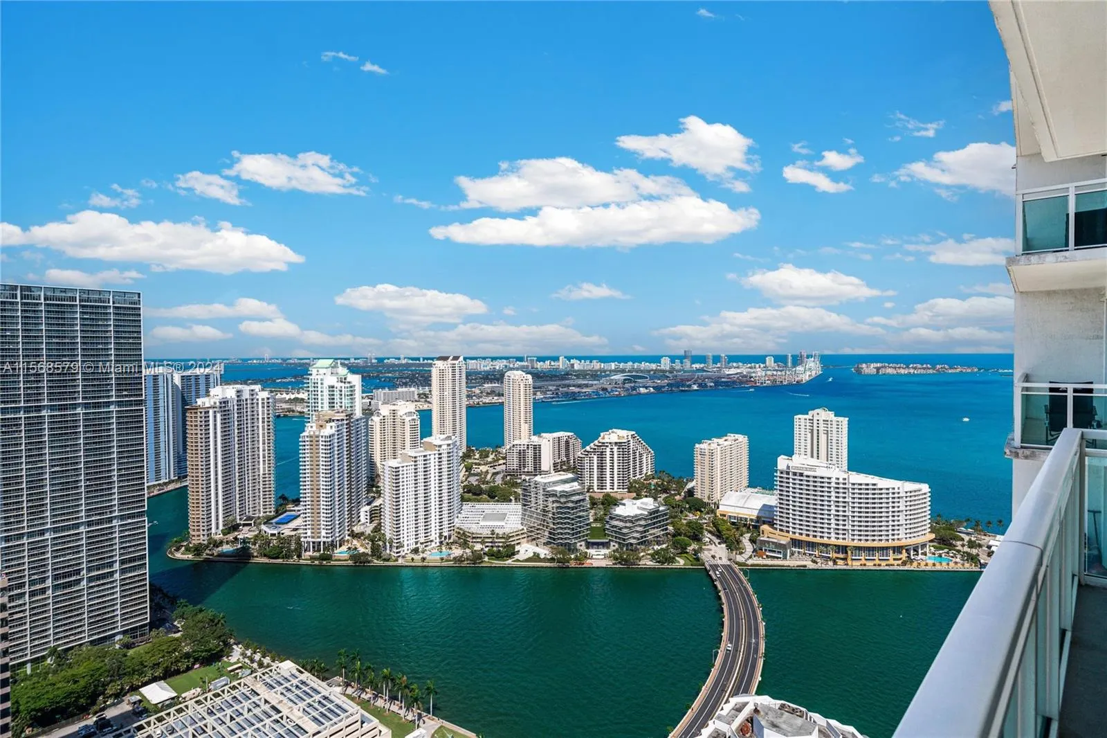 The balcony features a prime waterfront view to the east.