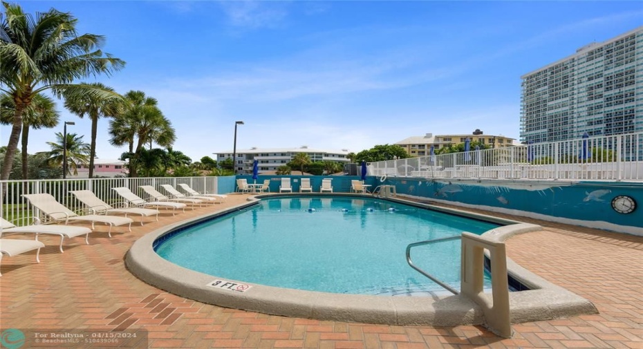 Heated pool with lots of room to entertain and relax.