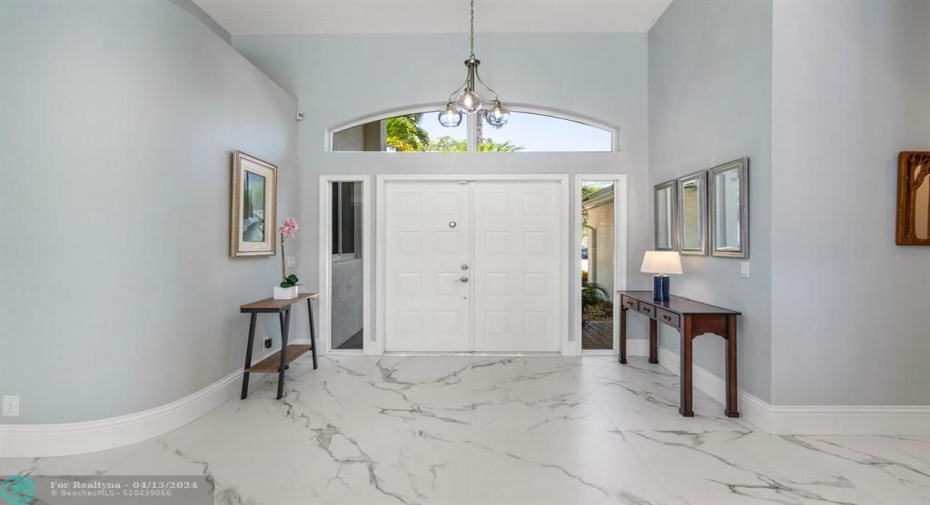 Huge Foyer with double door entryway.