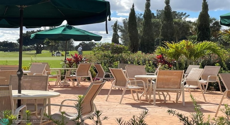 ANOTHER PATIO AT RESTAURANT OVERLOOKING THE GOLF COURSE