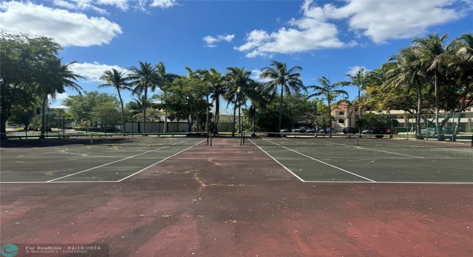 Tennis court being repaired