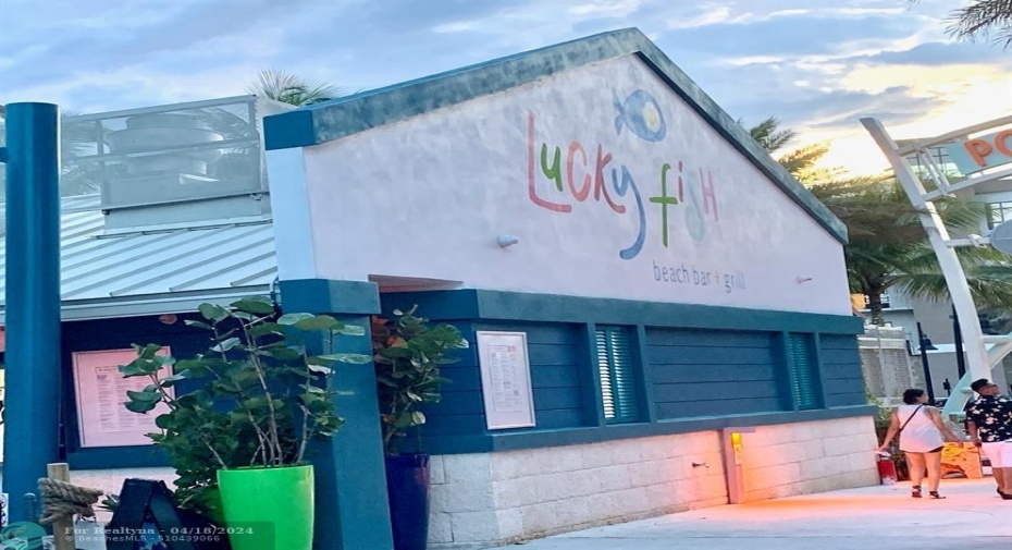 Lucky Fish is a casual dining restaurant at Pompano Beach Pier just a few blocks away.