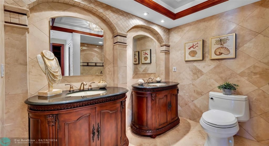 Partial view of the Beautifully updated En suite master bath