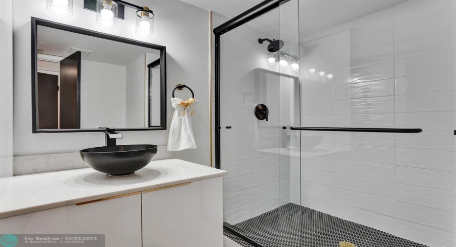 Porcelain black sink in second bathroom