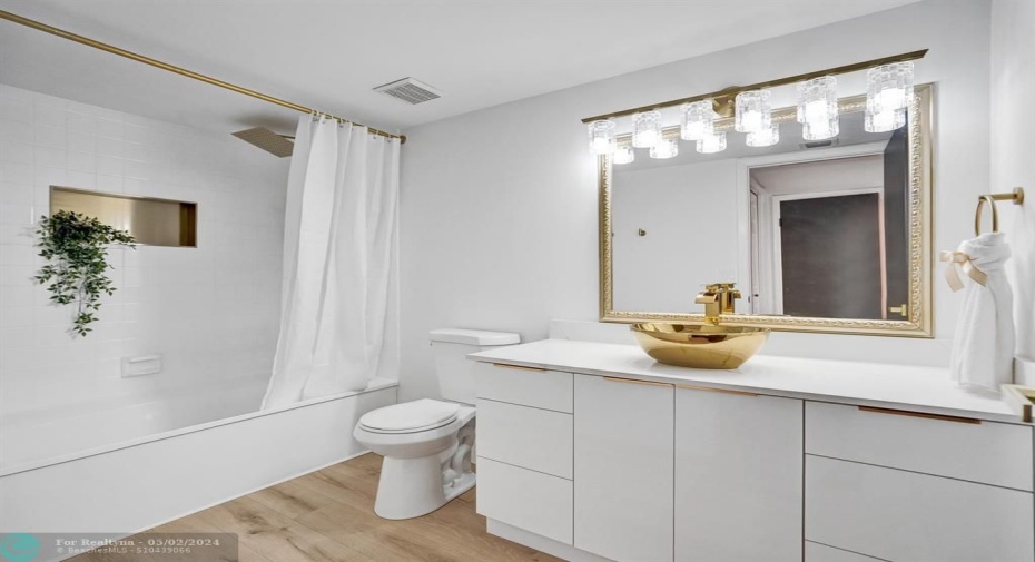 Master bathroom with tub/shower combo