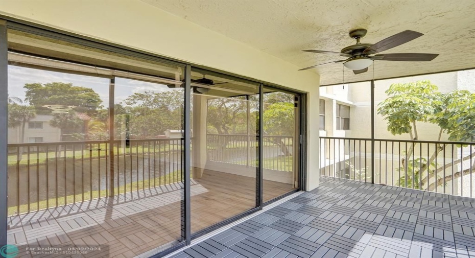 Patio overlooks the water