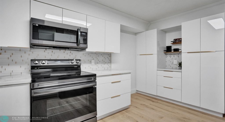 Coffee bar station and pantry with pull outs