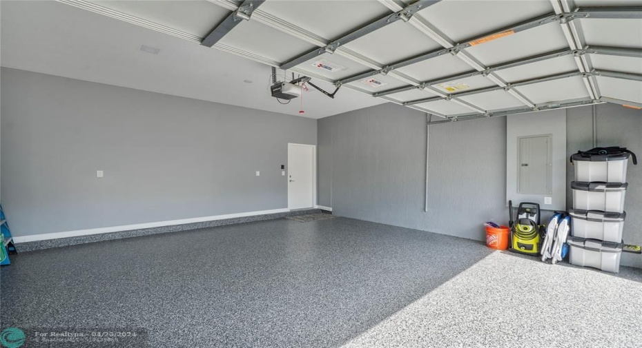 Garage has custom recessed lighting put in