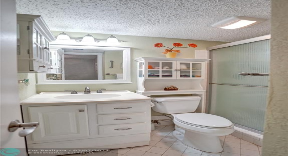 Guest Bath New Vanity/Fixtures, Cabinets, Toilet and Sliding Glass Shower Doors