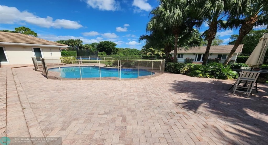 OVERSIZED  PATIO WITH PAVERS-OUTDOOR SHOWER