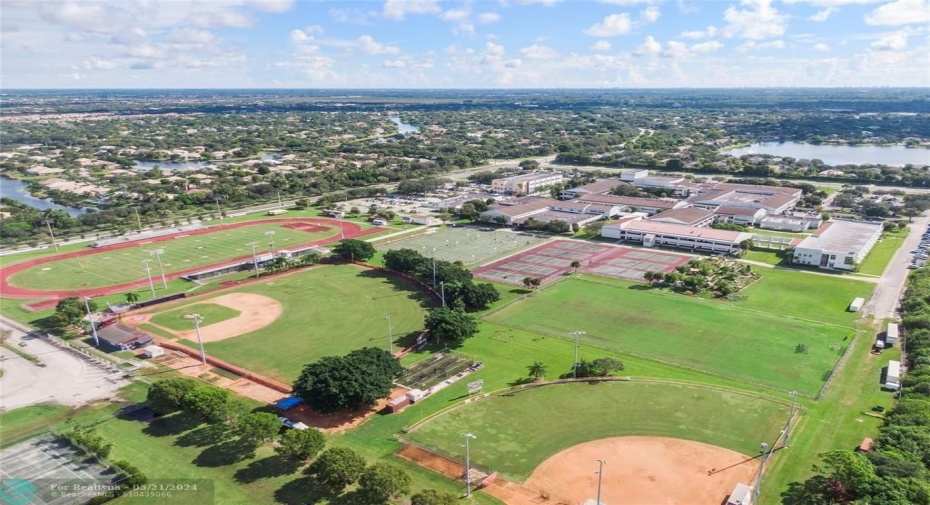 DRONE VIEW OF SCHOOL RECREATION FIELDS