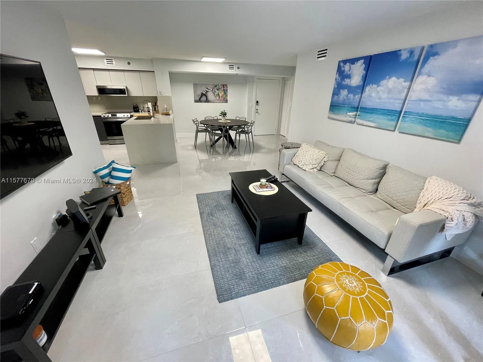 Furnished living and dining area
