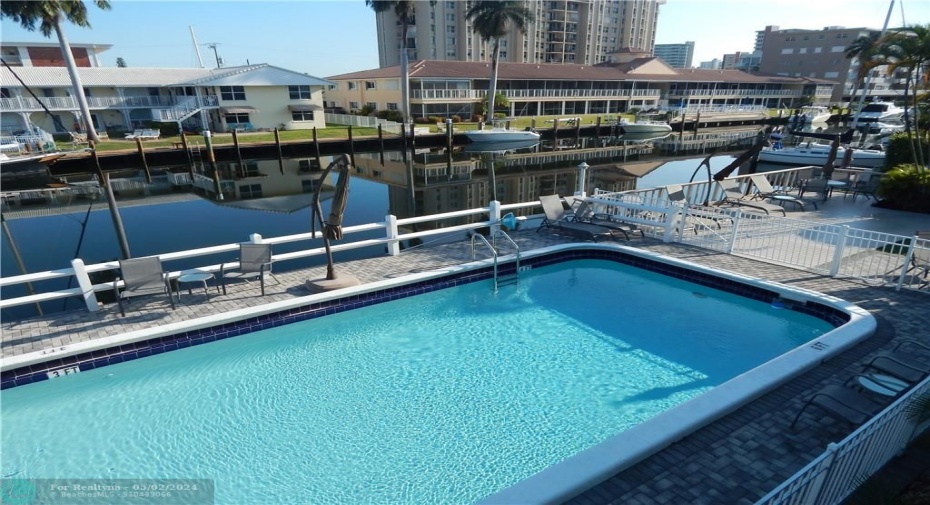 Pool and water views from the unit