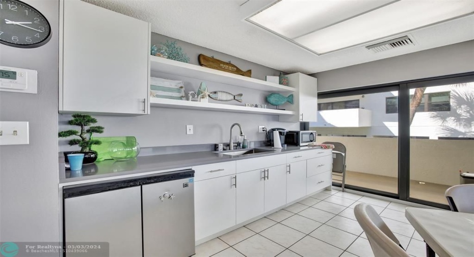 Community room with kitchen