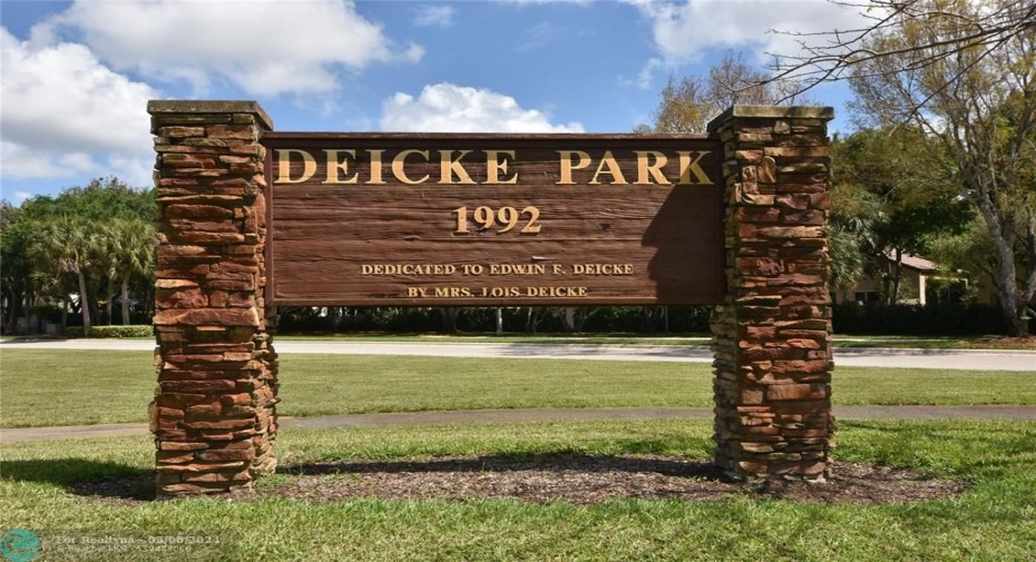 DEICKE PARK with tennis & pickle ball courts, walk & jogging paths, picnic & playgrounds areas