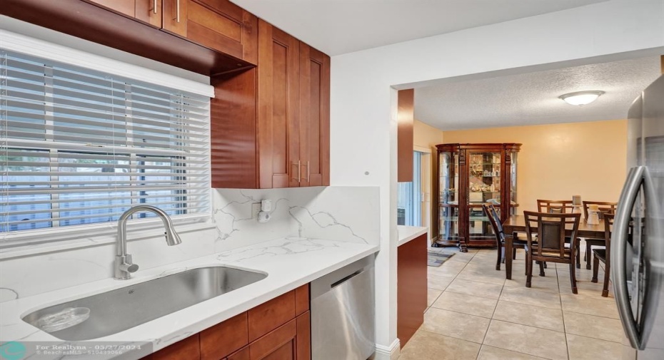 kitchen overlooks patio