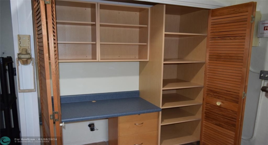 Built in desk in laundry room