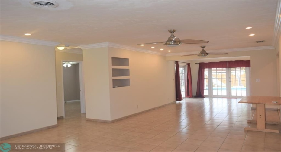 open living and dining space