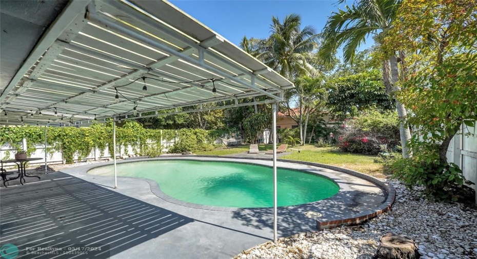 VIEW OF POOL & BACK YARD FACING SE!