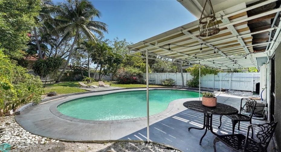 VIEW OF POOL FROM EAST SIDE OF HOME!