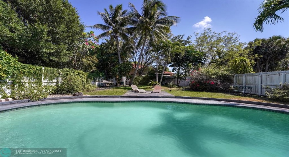 BACK YARD VIEW OF INVITING POOL - FROM SCREENED-IN PATIO OFF MASTER SUITE!