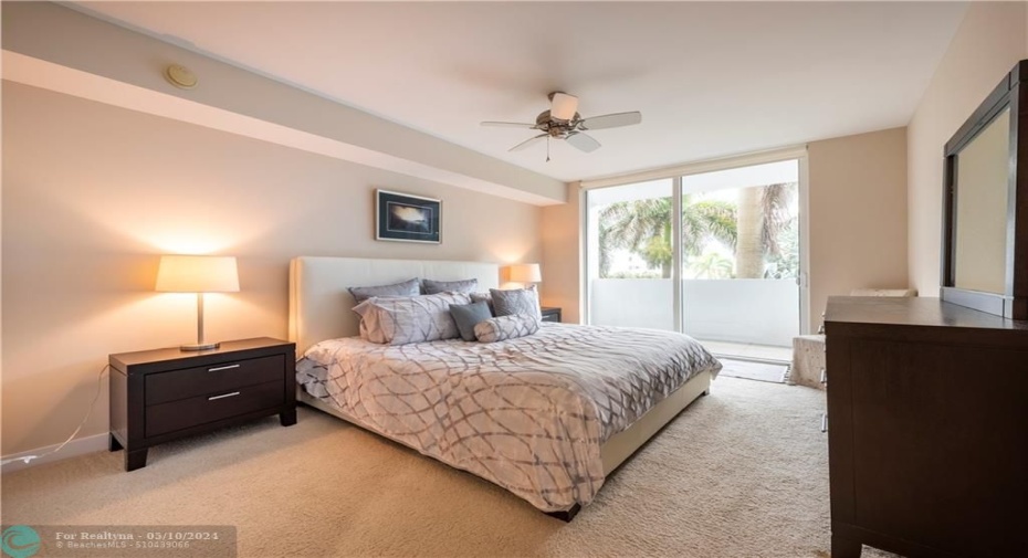 Primary bedroom opens to the balcony