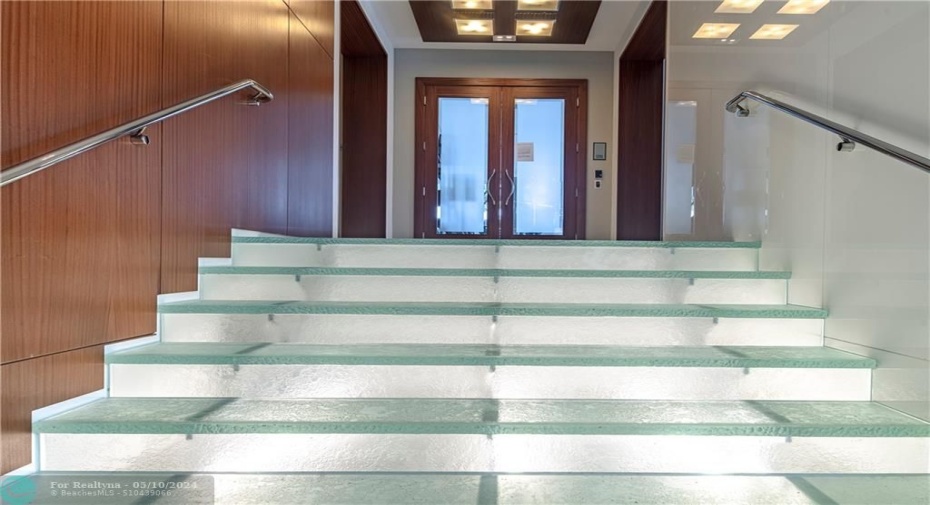 Dramatic glass stairway