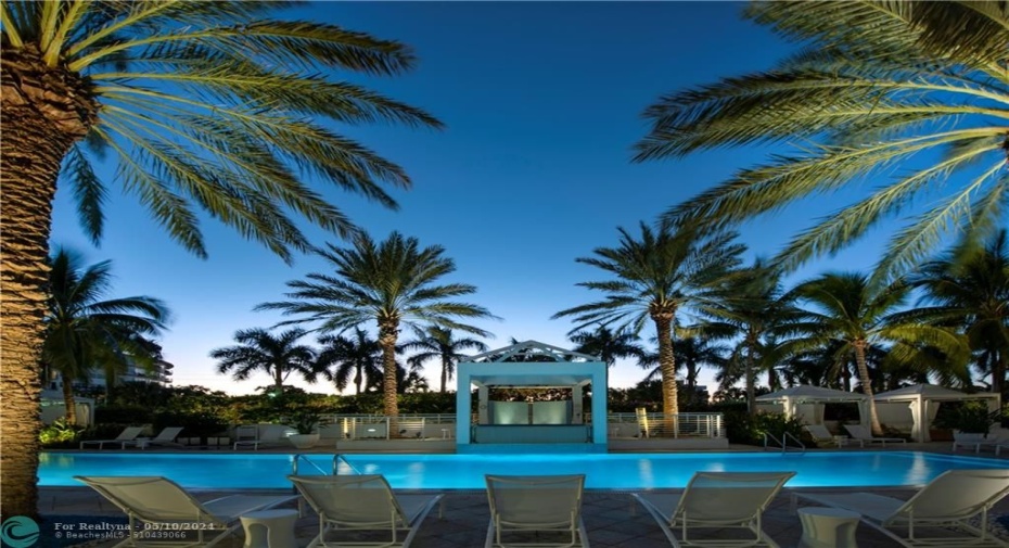 the pool at night
