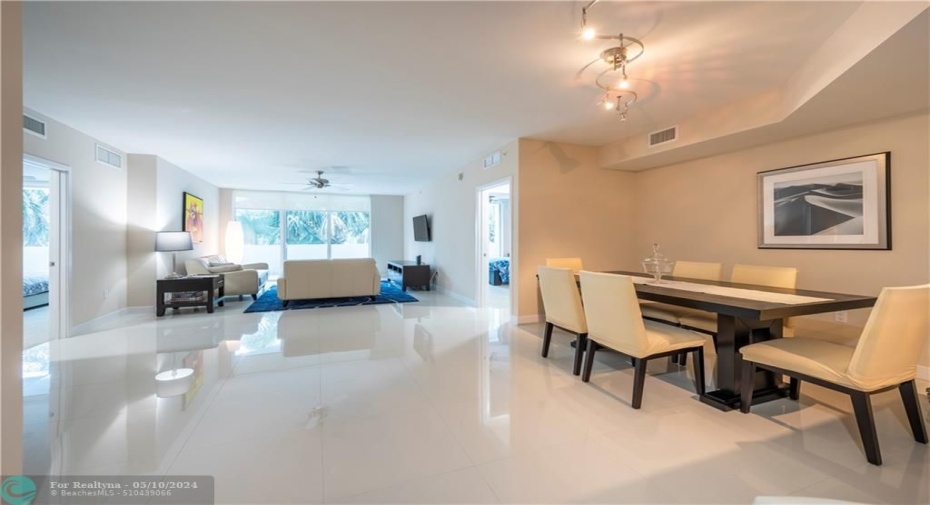 Open floor plan, living and dining room