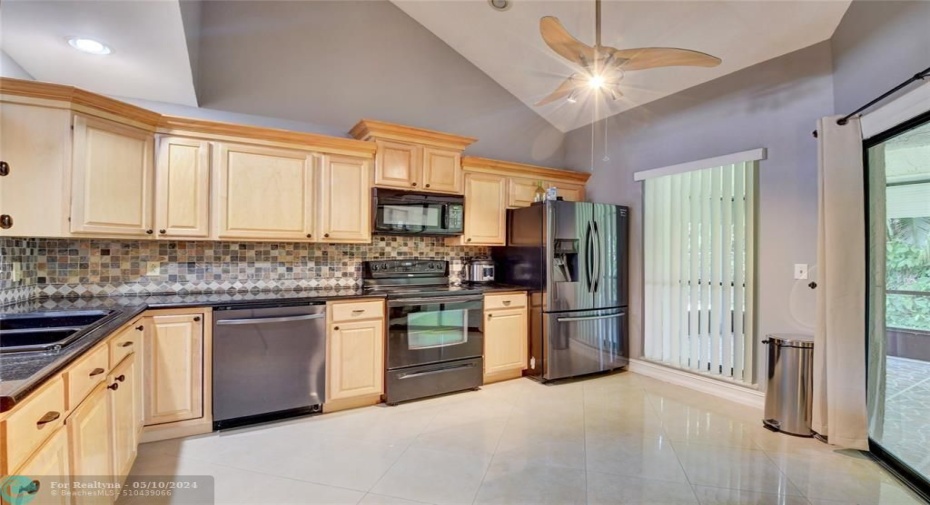 Open concept with eat in snack bar