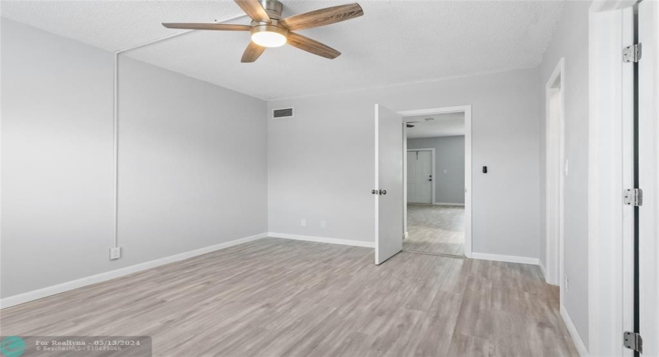 Ceiling fan in bedroom
