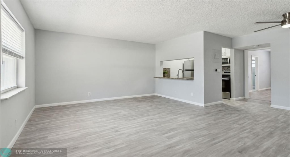 Open pass thru marble countertop