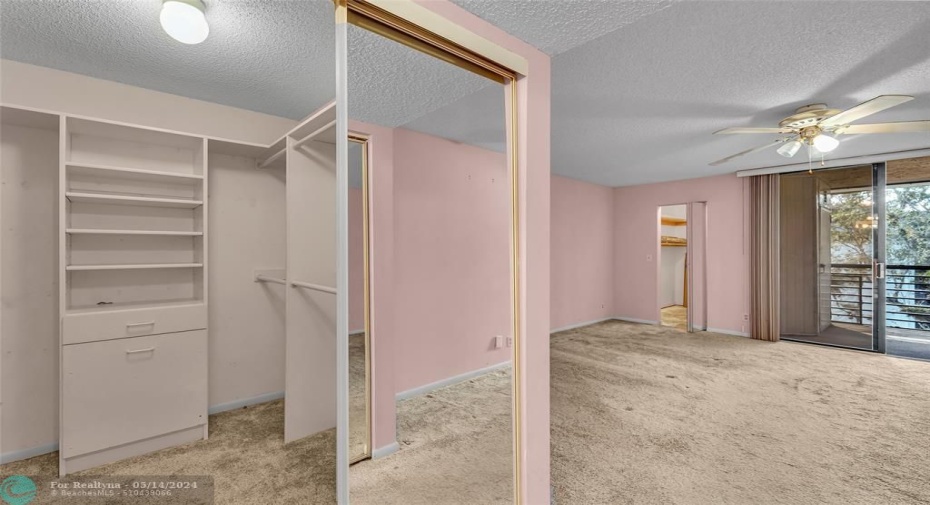 Upon entering-a spacious double walk in closet