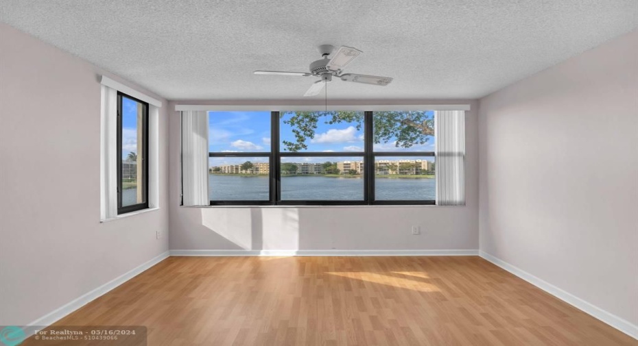 Gorgeous lake view with corner unit window