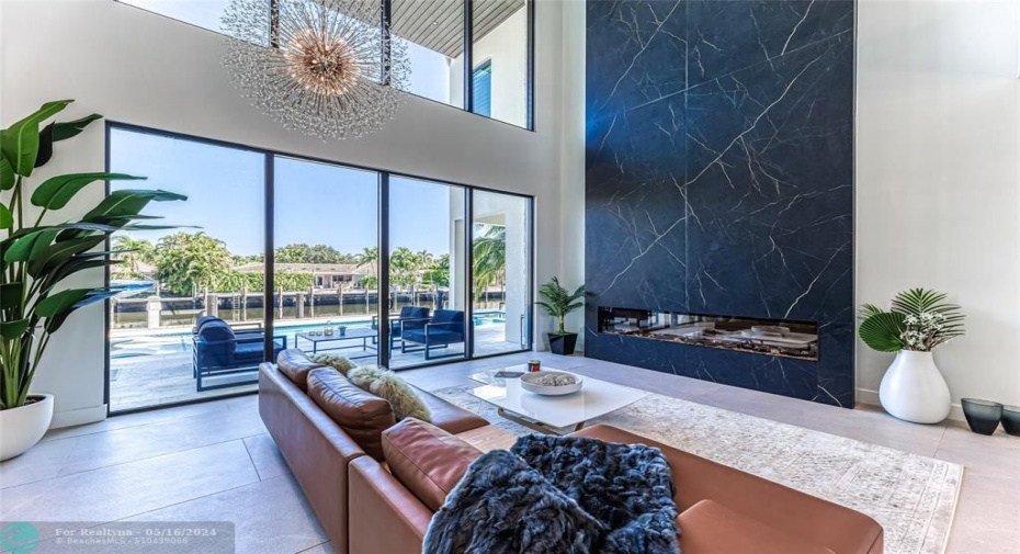 Formal Living Room with Marble Fire Place