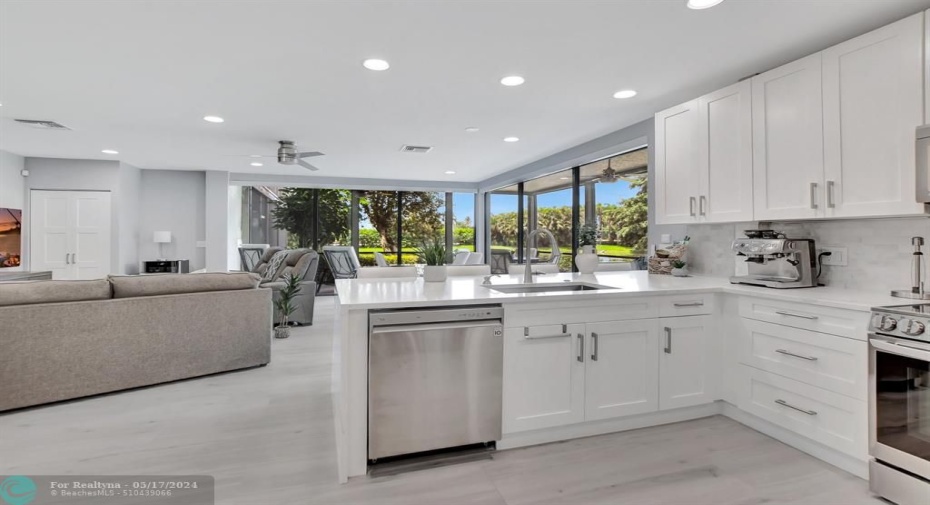 Open kitchen/dining space is ideal for entertaining.