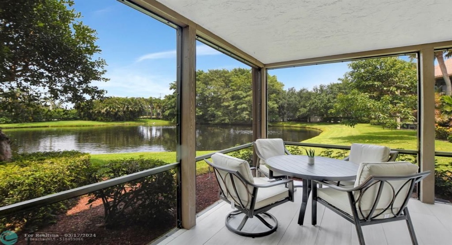 Lovely quiet view of well maintained garden and lake.