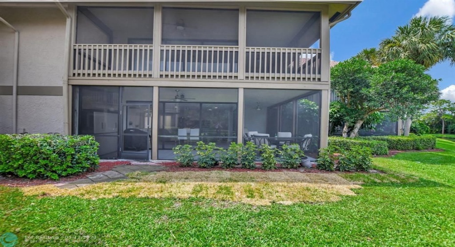 1st floor patio has exit door to garden area.
