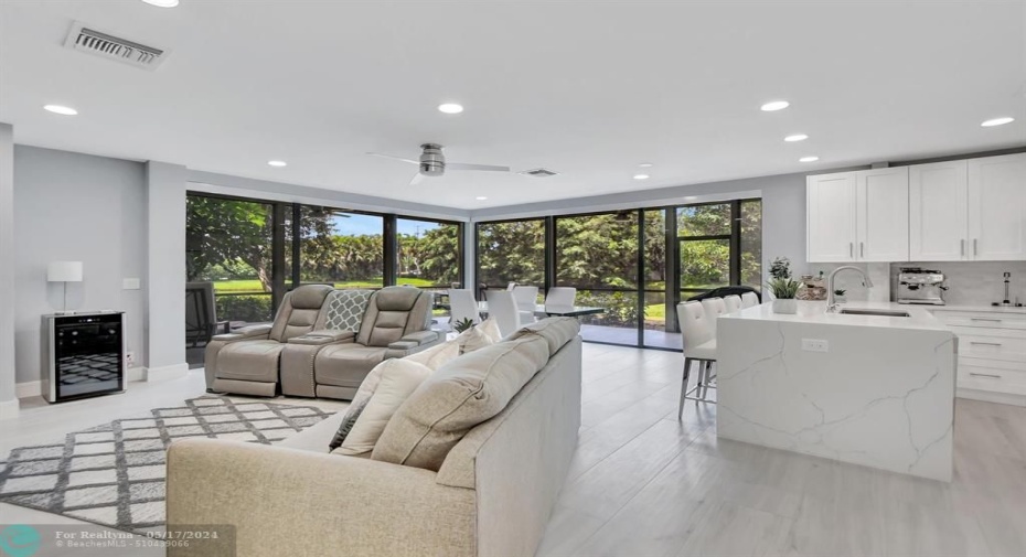 Wrap around windows bring the natural outdoor light inside.