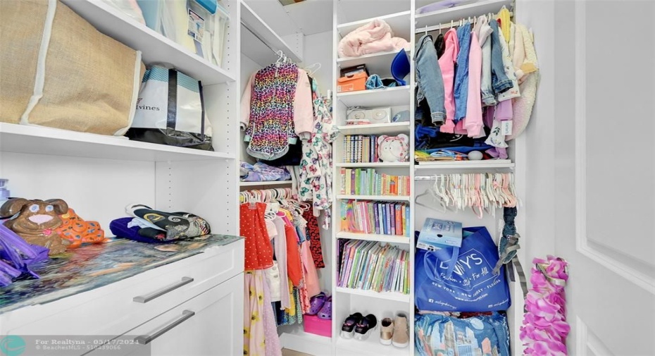 Guest Bedroom #4 walk in closet with custom built ins