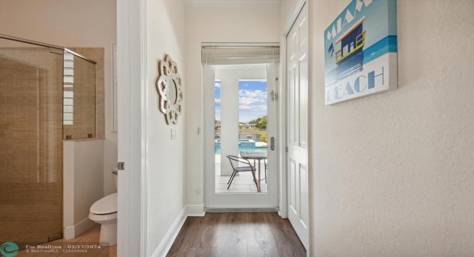 Private Pocket door for downstairs Guest Suite