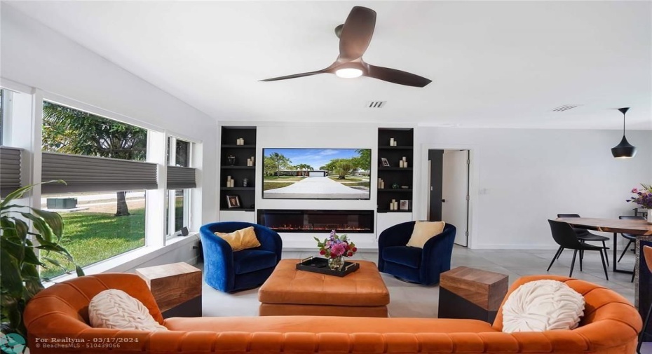 The windows and doors are impact. The fireplace is electric.