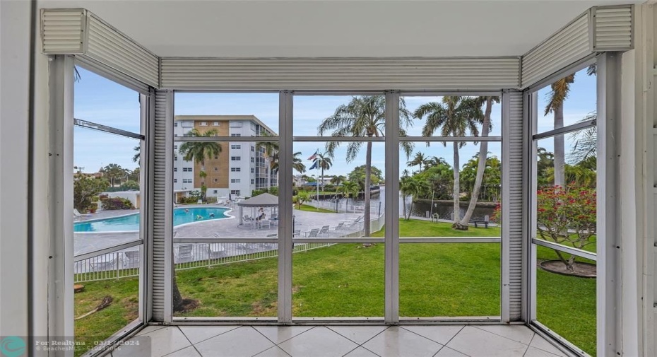 GREAT East views of the Middle River and pool area.