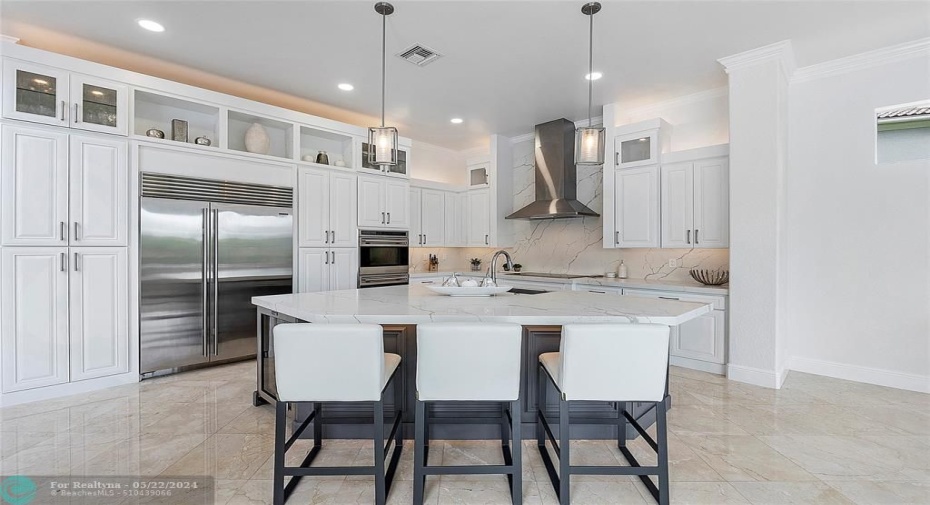 2021 Appliances, Wolf oven & cooktop and cooktop & microwave,pretty new kitchen in white with stainless hardware & appliances and LED lighting