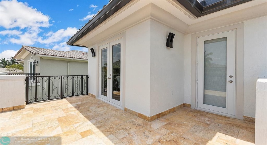 This marble balcony is off the bedroom and hallway on the front of the house, would look fabulous with a little patio chaise lounge
